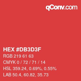 Color code: HEX #DB3D3F | qconv.com