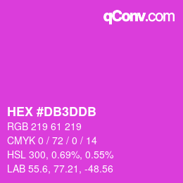 Farbcode: HEX #DB3DDB | qconv.com