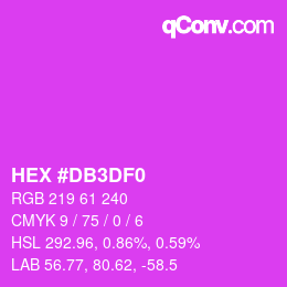 颜色代码: HEX #DB3DF0 | qconv.com