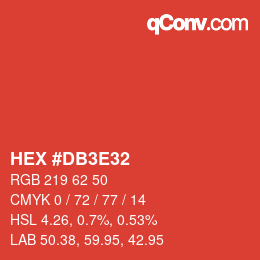 Color code: HEX #DB3E32 | qconv.com