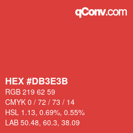 Color code: HEX #DB3E3B | qconv.com