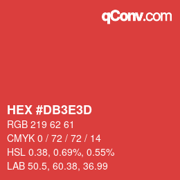カラーコード: HEX #DB3E3D | qconv.com