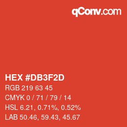 Color code: HEX #DB3F2D | qconv.com