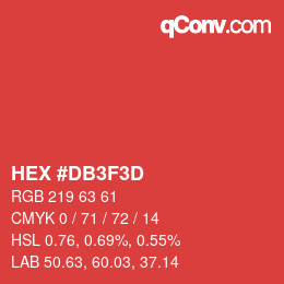 カラーコード: HEX #DB3F3D | qconv.com