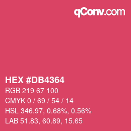 颜色代码: HEX #DB4364 | qconv.com