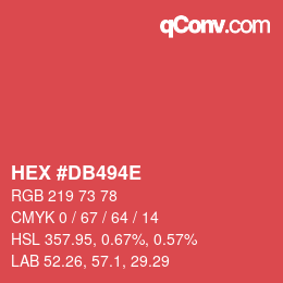 カラーコード: HEX #DB494E | qconv.com