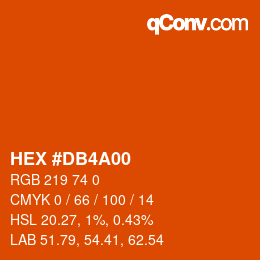 カラーコード: HEX #DB4A00 | qconv.com