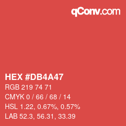 Color code: HEX #DB4A47 | qconv.com