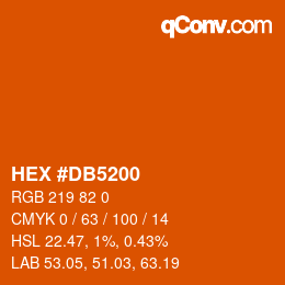 カラーコード: HEX #DB5200 | qconv.com