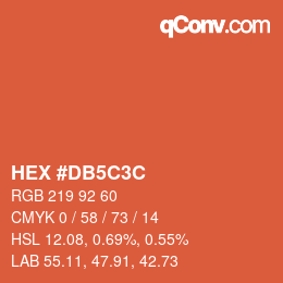 Color code: HEX #DB5C3C | qconv.com