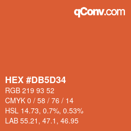 カラーコード: HEX #DB5D34 | qconv.com