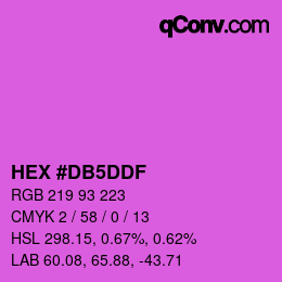 颜色代码: HEX #DB5DDF | qconv.com