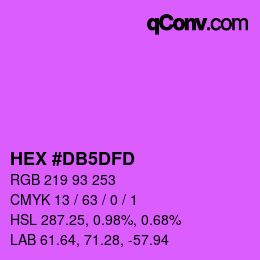颜色代码: HEX #DB5DFD | qconv.com