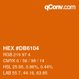 カラーコード: HEX #DB6104 | qconv.com