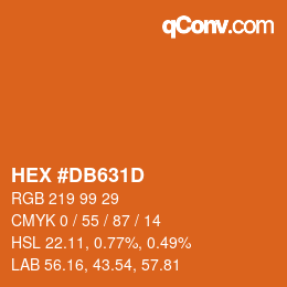 カラーコード: HEX #DB631D | qconv.com