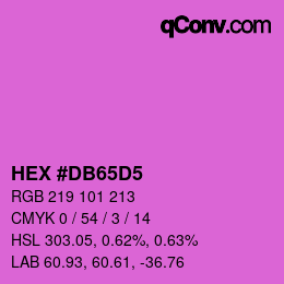 颜色代码: HEX #DB65D5 | qconv.com
