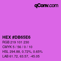 Color code: HEX #DB65E6 | qconv.com