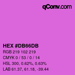 颜色代码: HEX #DB66DB | qconv.com
