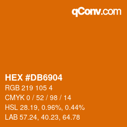 カラーコード: HEX #DB6904 | qconv.com