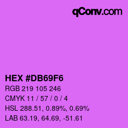 Color code: HEX #DB69F6 | qconv.com
