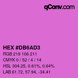 Color code: HEX #DB6AD3 | qconv.com