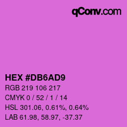 カラーコード: HEX #DB6AD9 | qconv.com