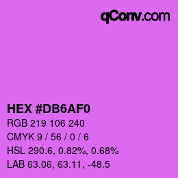 カラーコード: HEX #DB6AF0 | qconv.com