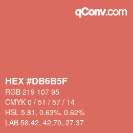 Color code: HEX #DB6B5F | qconv.com