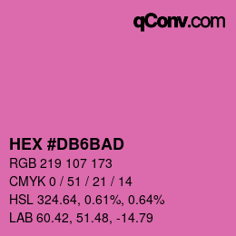 颜色代码: HEX #DB6BAD | qconv.com