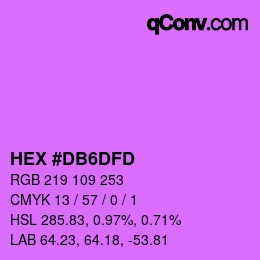 颜色代码: HEX #DB6DFD | qconv.com