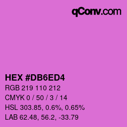 颜色代码: HEX #DB6ED4 | qconv.com