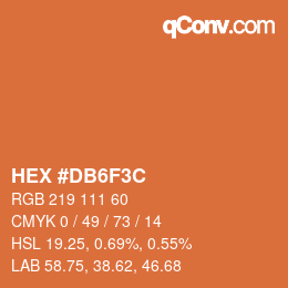 Color code: HEX #DB6F3C | qconv.com