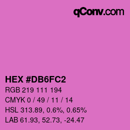 颜色代码: HEX #DB6FC2 | qconv.com