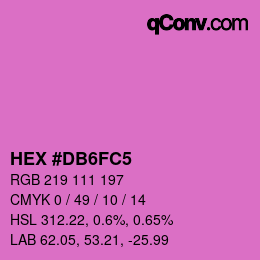 颜色代码: HEX #DB6FC5 | qconv.com