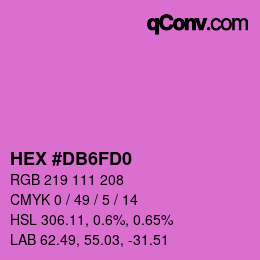 カラーコード: HEX #DB6FD0 | qconv.com