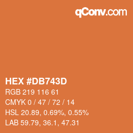 Color code: HEX #DB743D | qconv.com
