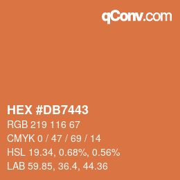 颜色代码: HEX #DB7443 | qconv.com