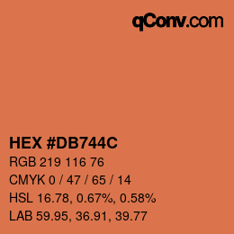 Color code: HEX #DB744C | qconv.com
