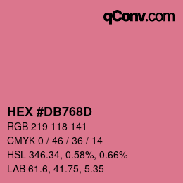 颜色代码: HEX #DB768D | qconv.com