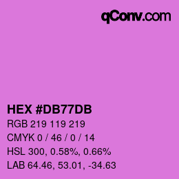 颜色代码: HEX #DB77DB | qconv.com