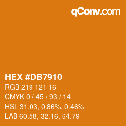 颜色代码: HEX #DB7910 | qconv.com