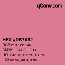 Farbcode: HEX #DB7A92 | qconv.com