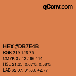 Color code: HEX #DB7E4B | qconv.com