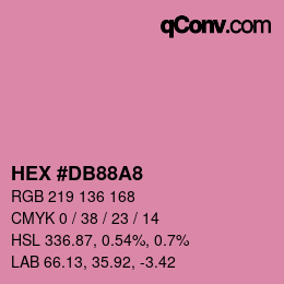 カラーコード: HEX #DB88A8 | qconv.com