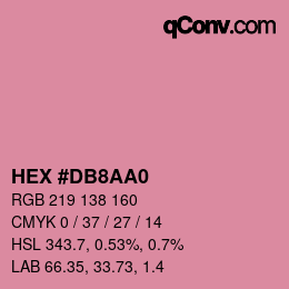 颜色代码: HEX #DB8AA0 | qconv.com