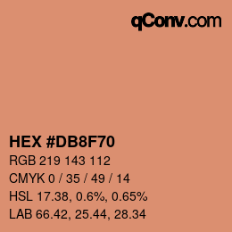 颜色代码: HEX #DB8F70 | qconv.com