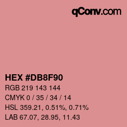 颜色代码: HEX #DB8F90 | qconv.com