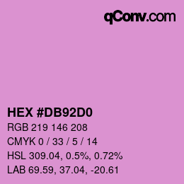 颜色代码: HEX #DB92D0 | qconv.com