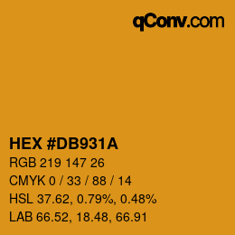 Farbcode: HEX #DB931A | qconv.com