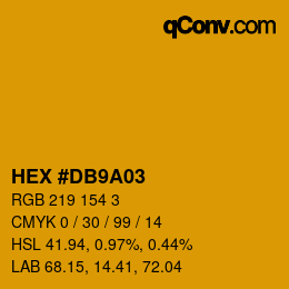 カラーコード: HEX #DB9A03 | qconv.com